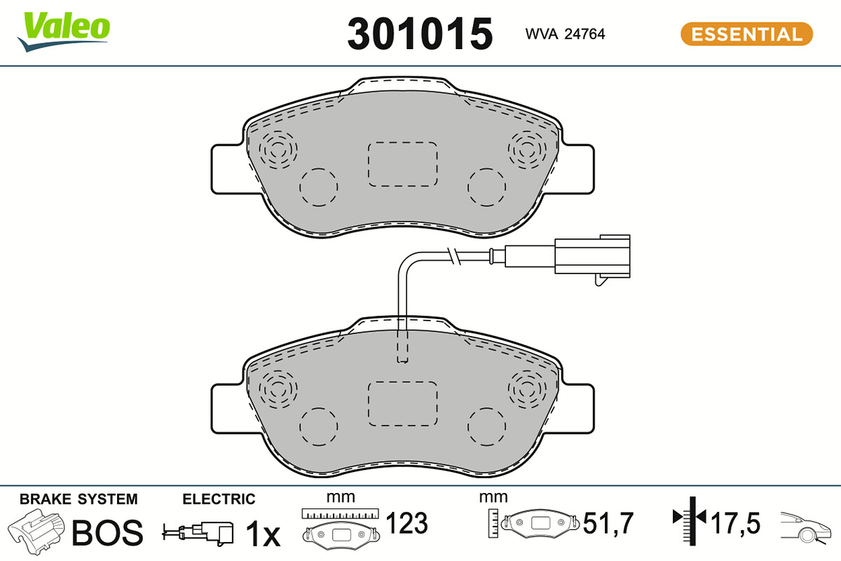 Jeu de 4 plaquettes de frein VALEO 301015